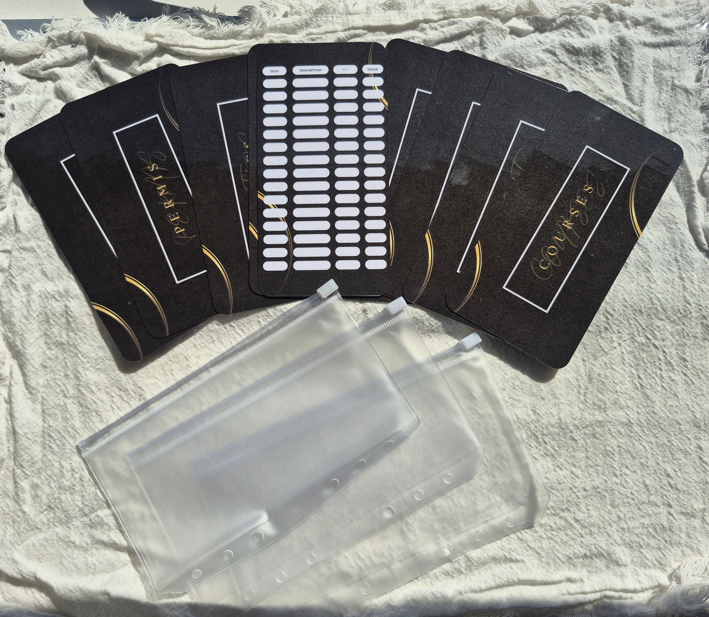 Enveloppe budget + pochette pour classeur A6 - Chic noir & doré