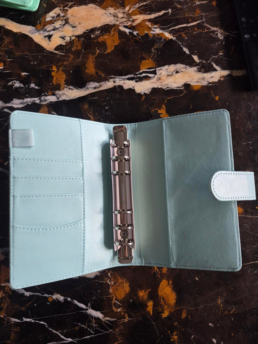 Classeur A6 bleu ciel à anneaux pour enveloppes budget