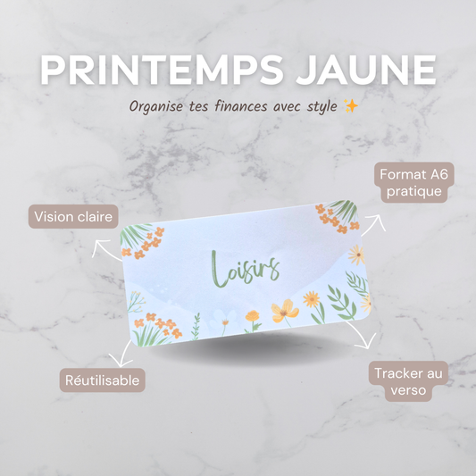 Enveloppe budget + pochette pour classeur A6 - Printemps jaune Fait Main