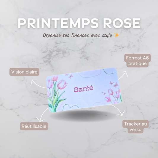 Enveloppe budget + pochette pour classeur A6 - Printemps rose Fait Main