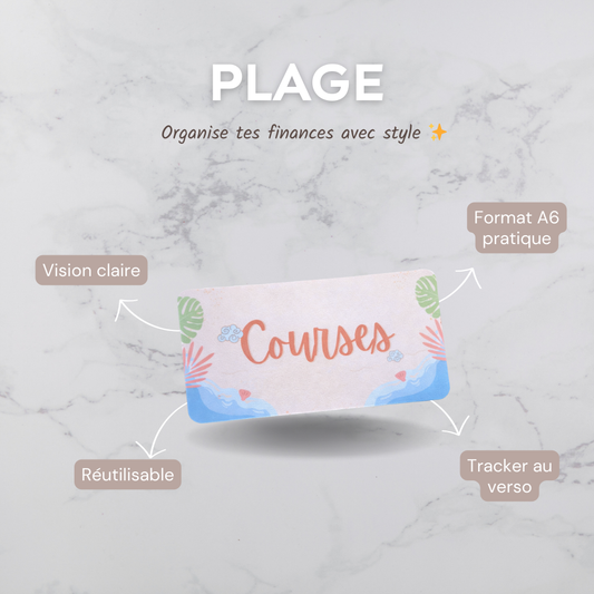 Enveloppe budget + pochette pour classeur A6 - Plage Fait Main