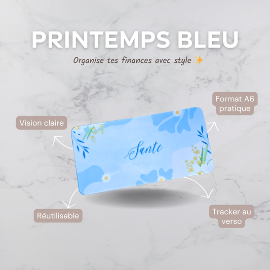 Enveloppe budget + pochette pour classeur A6 - Printemps bleu Fait Main
