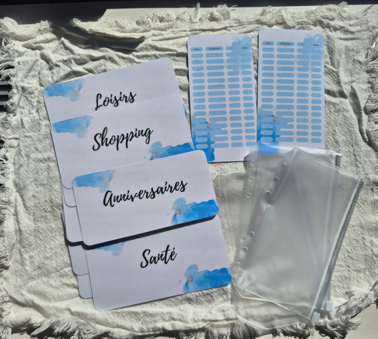 Enveloppe budget + pochette pour classeur A6 - Aquarelle