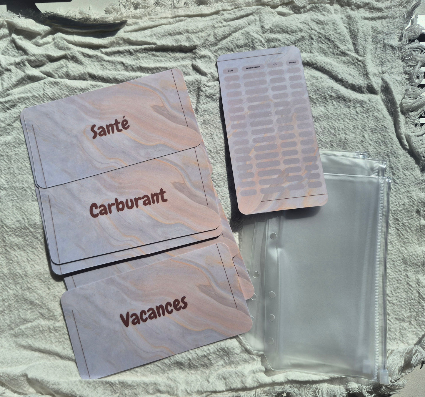 Enveloppe budget + pochette pour classeur A6 - Marbre doux