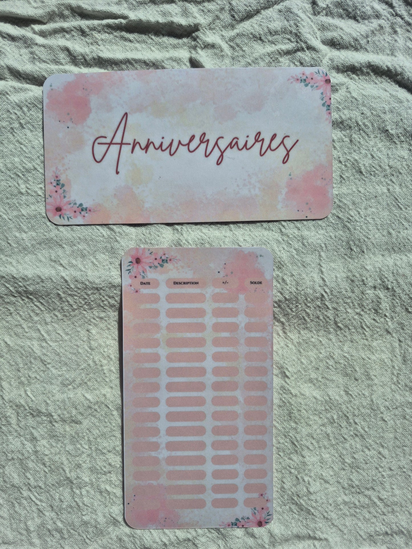 Enveloppe budget + pochette pour classeur A6 - Floral rosé