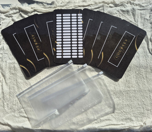 Enveloppe budget + pochette pour classeur A6 - Chic noir & doré