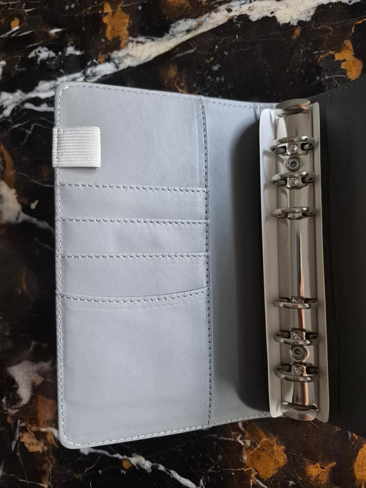 Classeur A6 gris à anneaux pour enveloppes budget