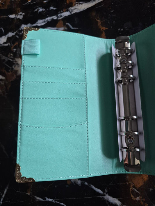 Classeur A6 vert marbré à anneaux pour enveloppes budget