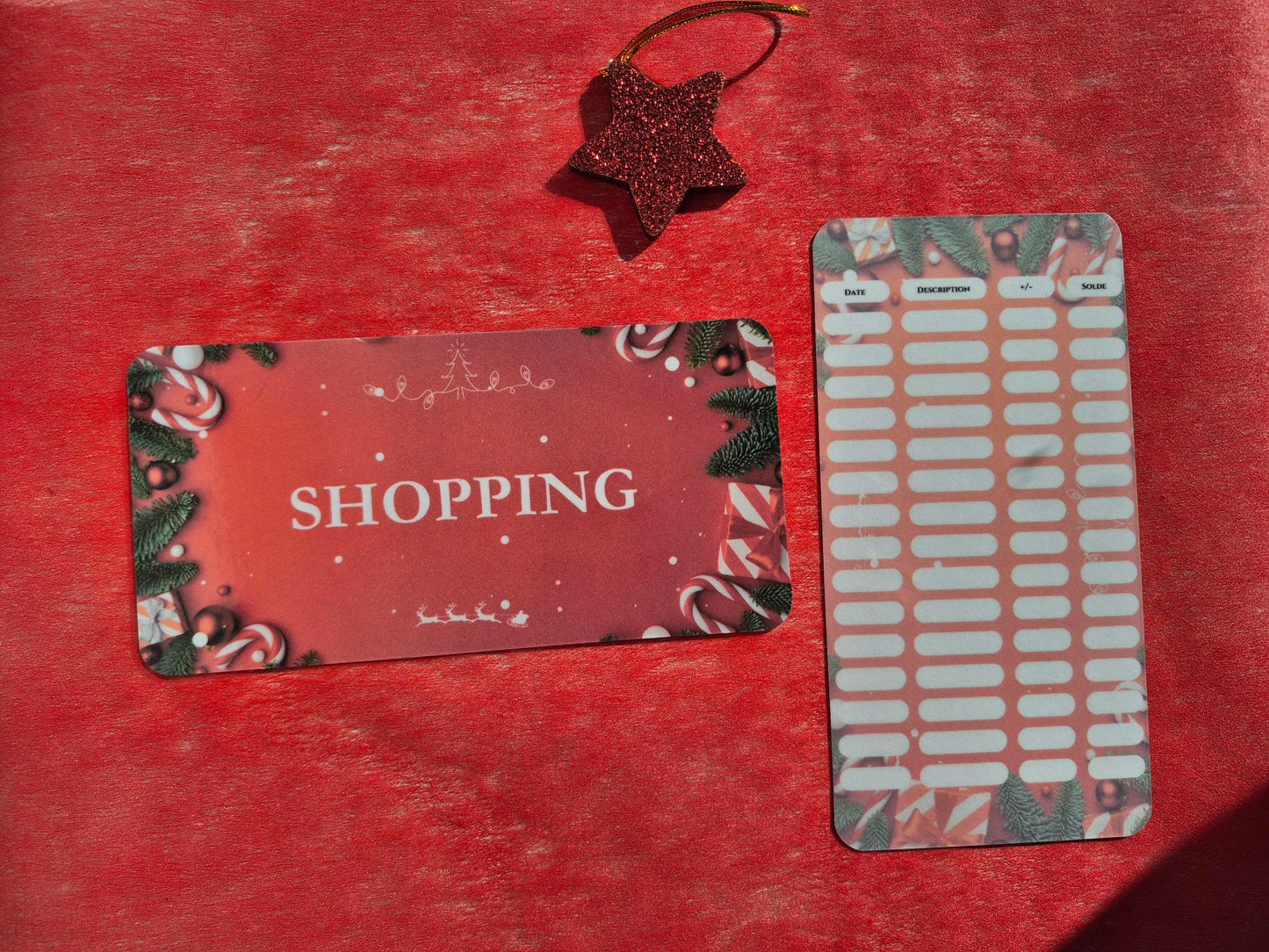 NOEL - Enveloppe budget + pochette pour classeur A6 - Rouge festif