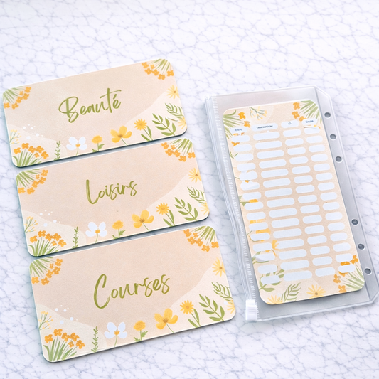 Enveloppe budget + pochette pour classeur A6 - Printemps jaune Fait Main