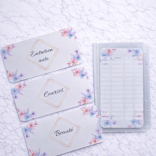 Enveloppe budget + pochette pour classeur A6 - Chic et fleuri Fait Main