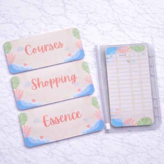 Enveloppe budget + pochette pour classeur A6 - Plage Fait Main