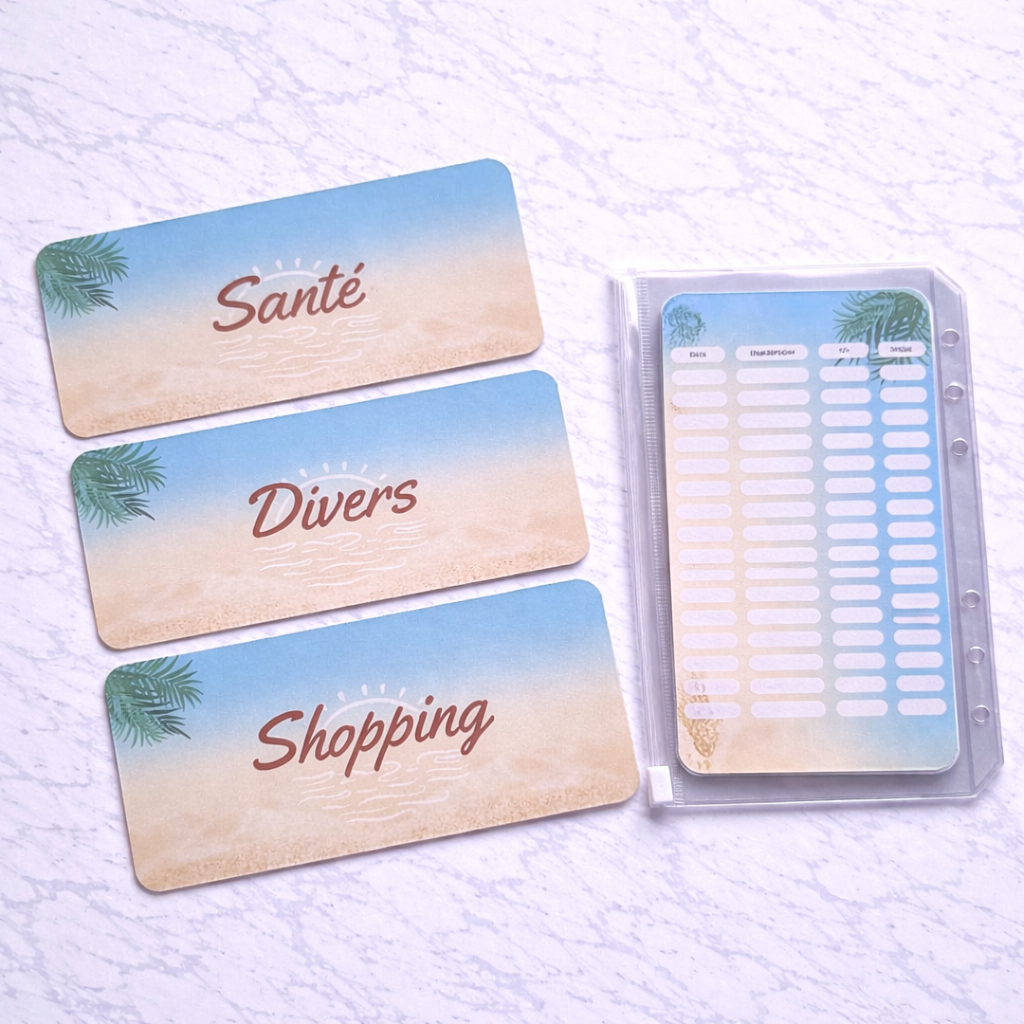 Enveloppe budget + pochette pour classeur A6 - Sable fin Fait Main