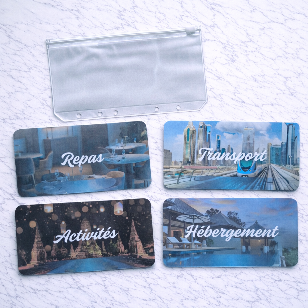 Enveloppe épargne + pochette pour classeur A6 - Vacances Asie Fait Main