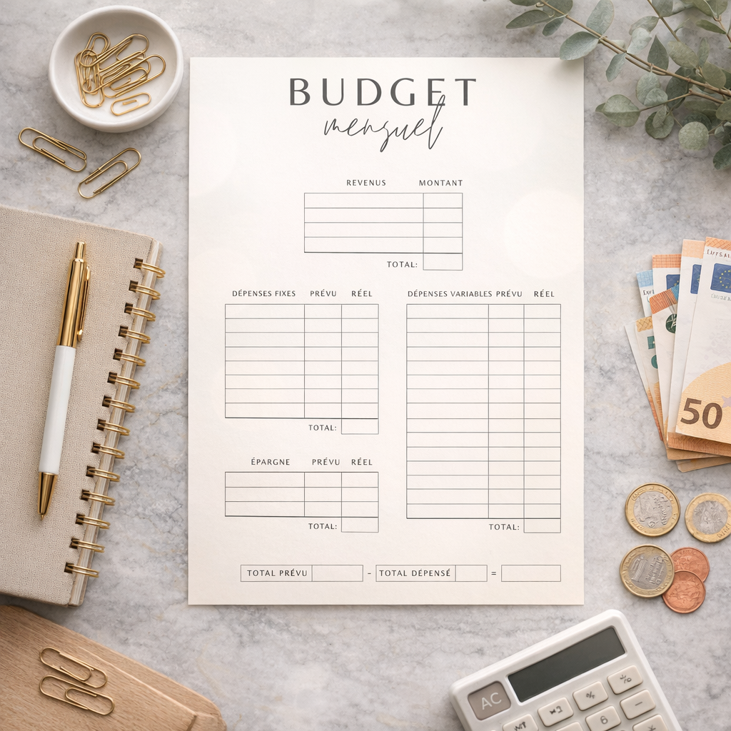 Budget Mensuel A5 Doré – PDF Imprimable Idy Chic