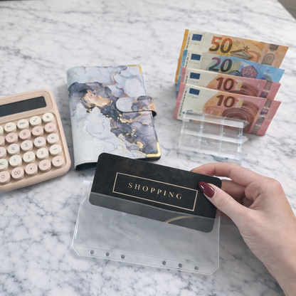 Enveloppe budget + pochette pour classeur A6 - Chic noir & doré Fait Main