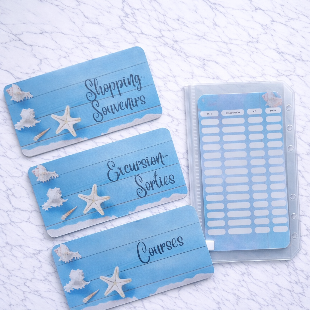 Enveloppe budget + pochette pour classeur A6 - Coquillage Fait Main