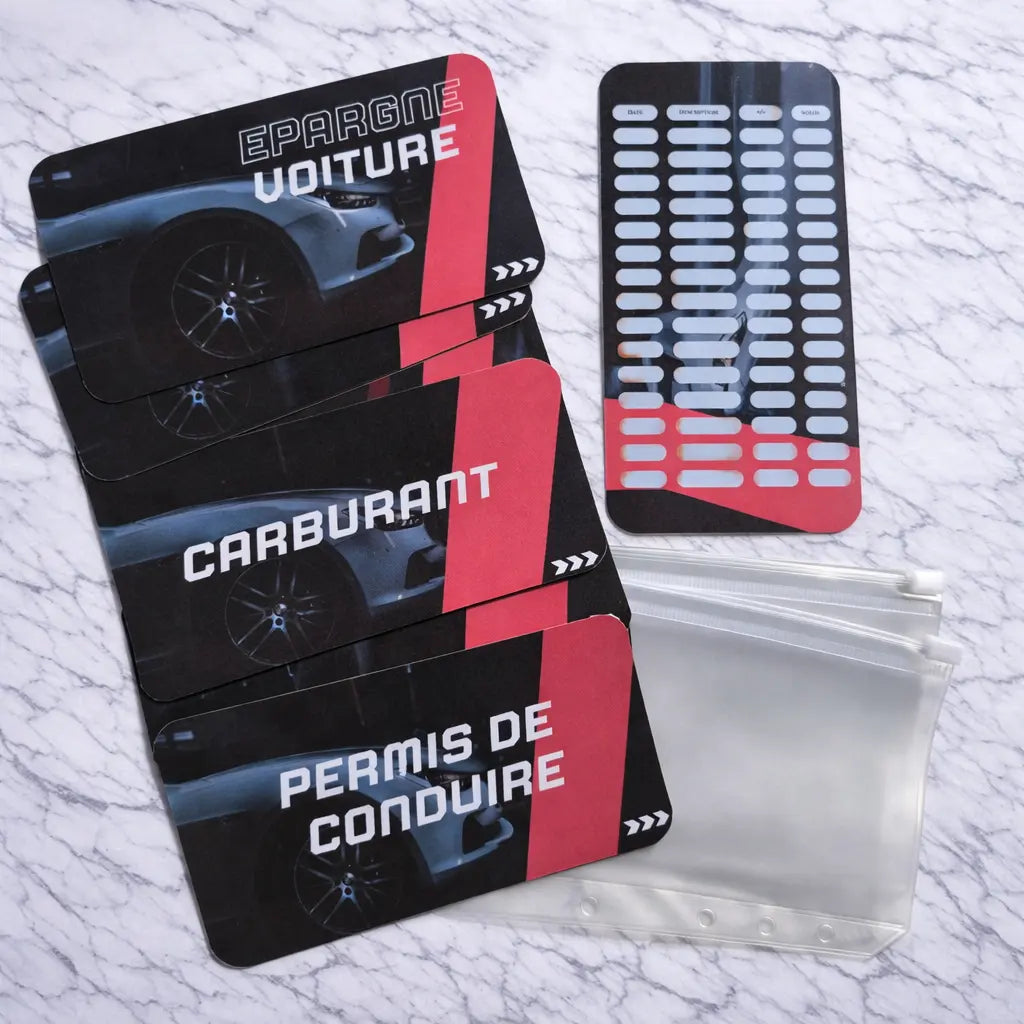 Enveloppe épargne + pochette pour classeur A6 - Voiture Fait Main
