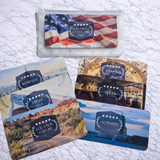Enveloppe épargne + pochette pour classeur A6 - Vacances Etats-Unis Fait Main