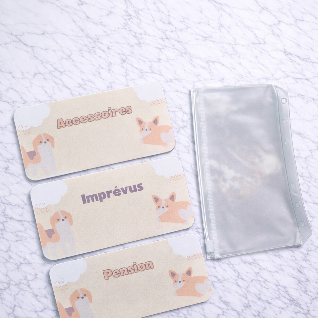 Enveloppe épargne + pochette pour classeur A6 - Animaux Fait Main
