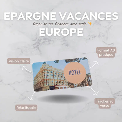 Enveloppe épargne + pochette pour classeur A6 - Vacances Europe Fait Main