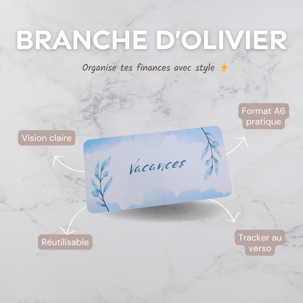 Enveloppe épargne + pochette pour classeur A6 - Branche d'olivier Fait Main
