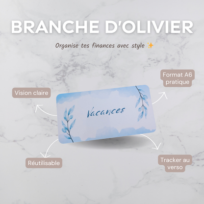 Enveloppe épargne + pochette pour classeur A6 - Branche d'olivier Fait Main