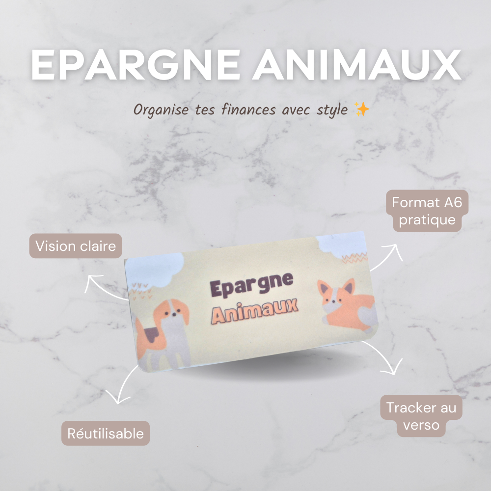 Enveloppe épargne + pochette pour classeur A6 - Animaux Fait Main
