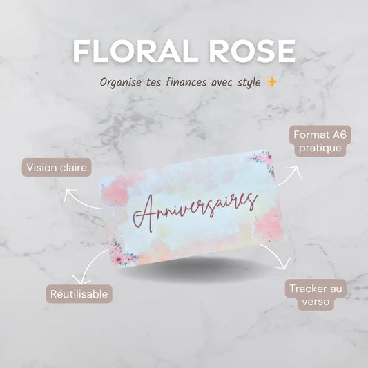 Enveloppe budget + pochette pour classeur A6 - Floral rosé Fait Main