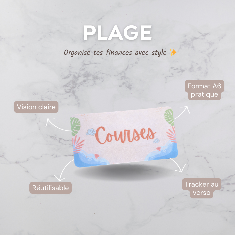 Enveloppe budget + pochette pour classeur A6 - Plage Fait Main