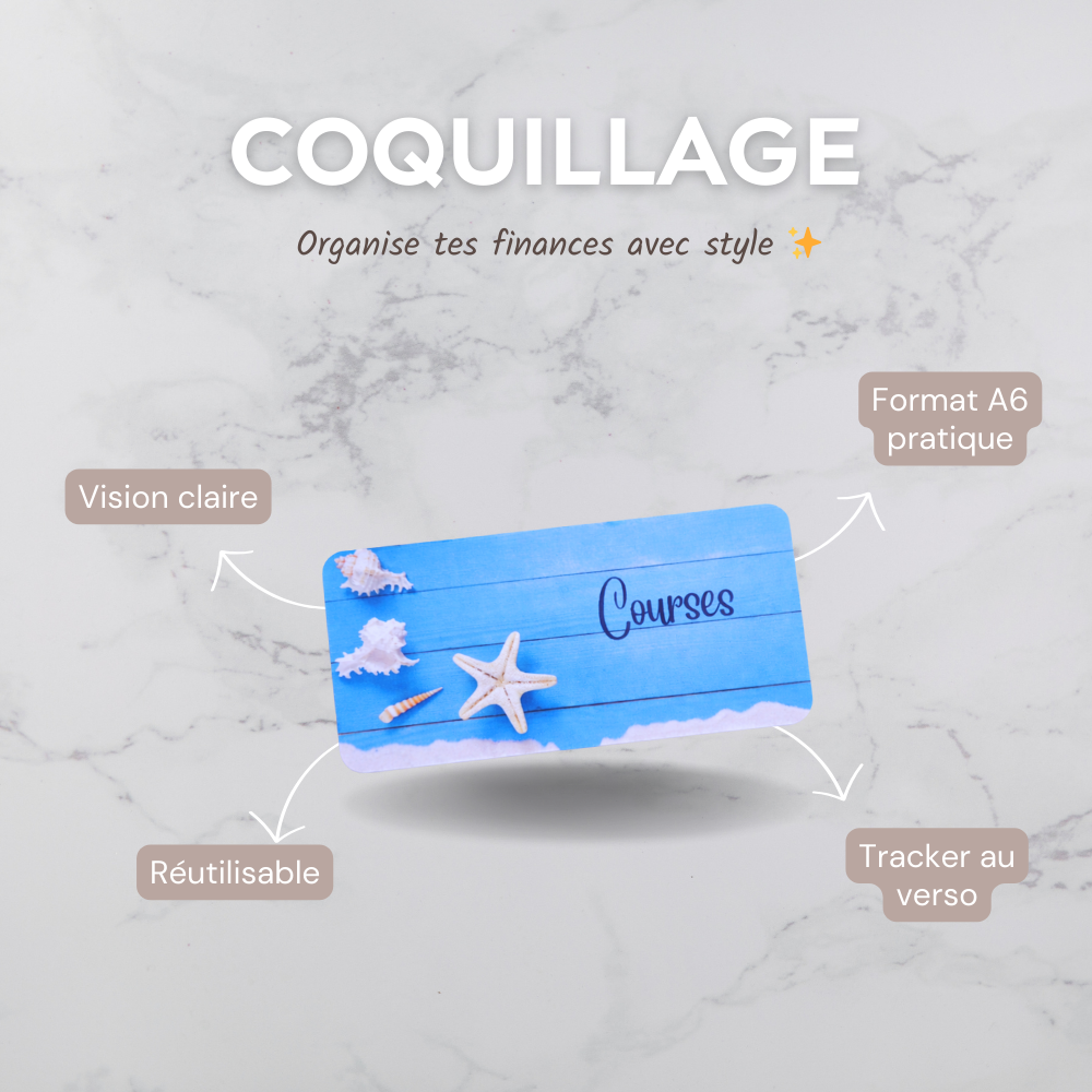 Enveloppe budget + pochette pour classeur A6 - Coquillage Fait Main