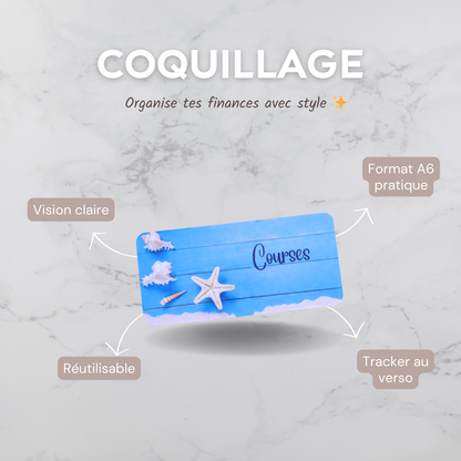 Enveloppe budget + pochette pour classeur A6 - Coquillage Fait Main