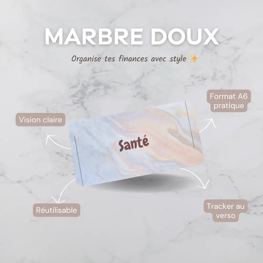 Enveloppe budget + pochette pour classeur A6 - Marbre doux Fait Main