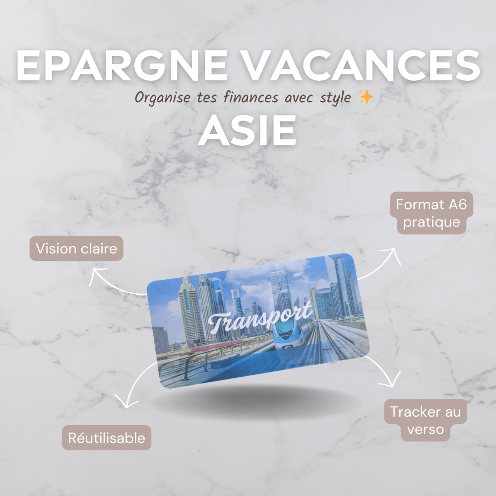Enveloppe épargne + pochette pour classeur A6 - Vacances Asie Fait Main